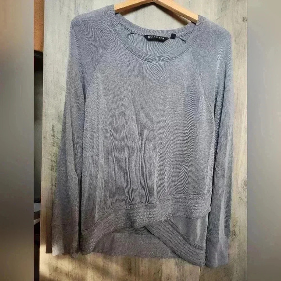 Athleta Serenity Criss Cross Pullover Sweatshirt Gray Size Small - Picture 2 of 10
